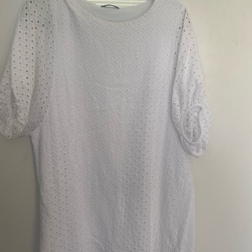 Zara white dress, soft and stretchy material. Size L.